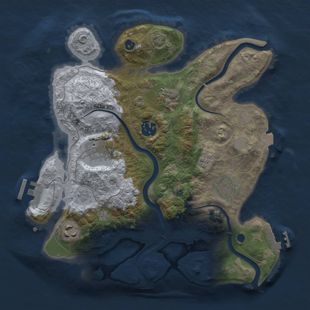 Rust Map: Procedural Map, Size: 3000, Seed: 27268, 12 Monuments