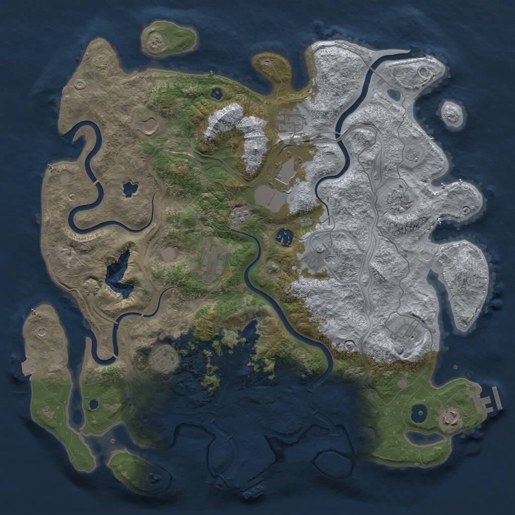 Rust Map: Procedural Map, Size: 4350, Seed: 385061016, 17 Monuments