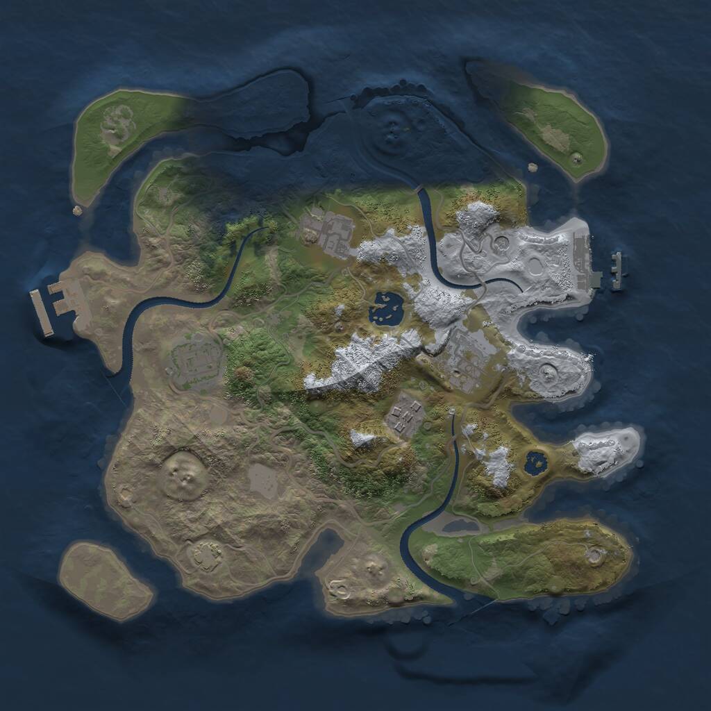 Rust Map: Procedural Map, Size: 3000, Seed: 1361192504, 10 Monuments