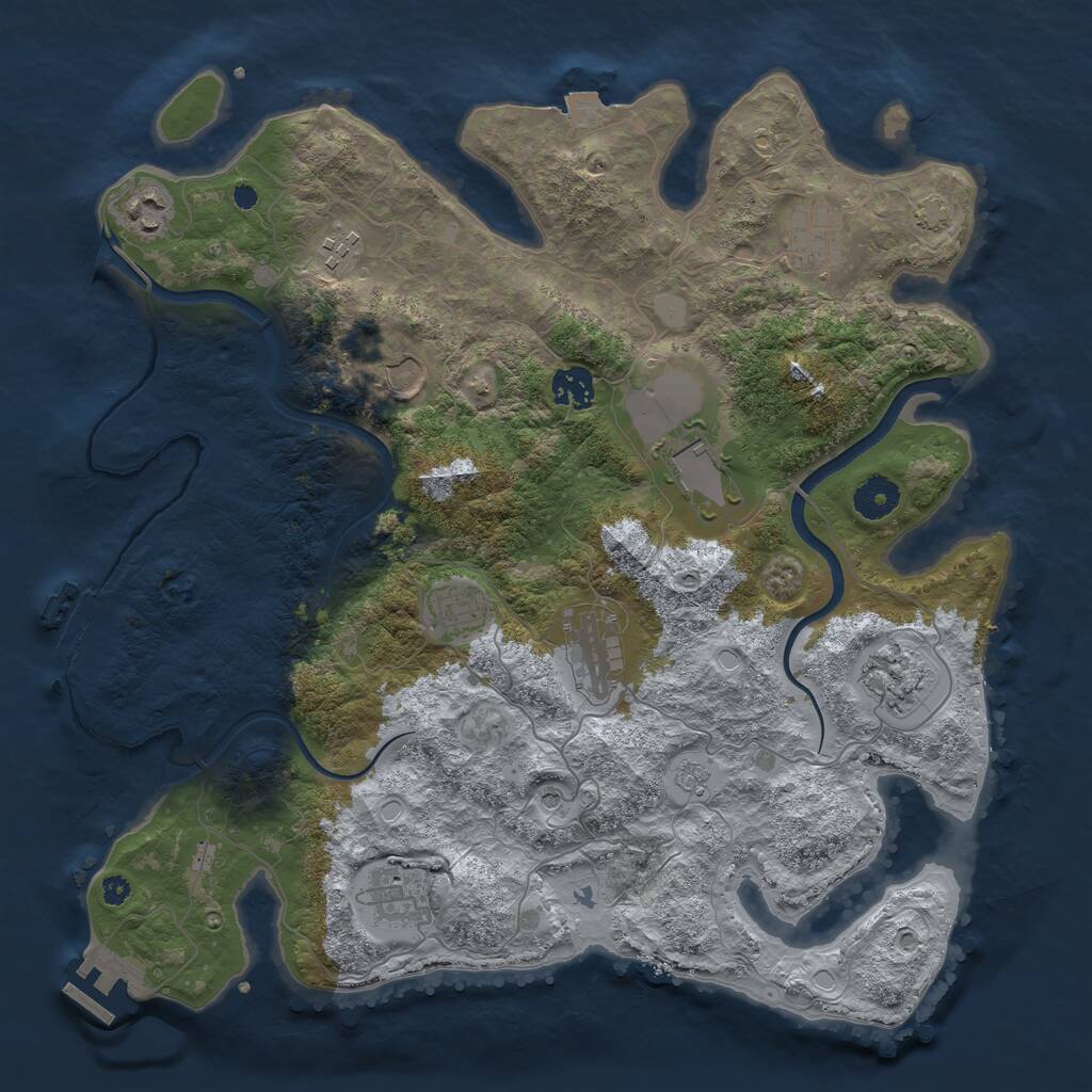 Rust Map: Procedural Map, Size: 3750, Seed: 1954944974, 16 Monuments