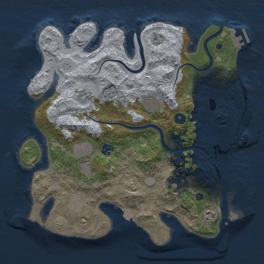 Rust Map: Procedural Map, Size: 3500, Seed: 810304976, 14 Monuments