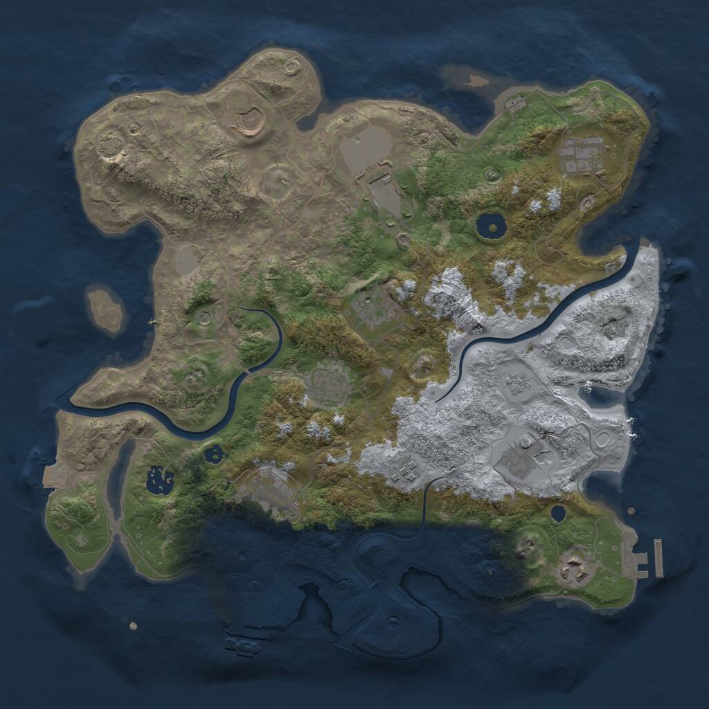 Rust Map: Procedural Map, Size: 3700, Seed: 70016987, 16 Monuments