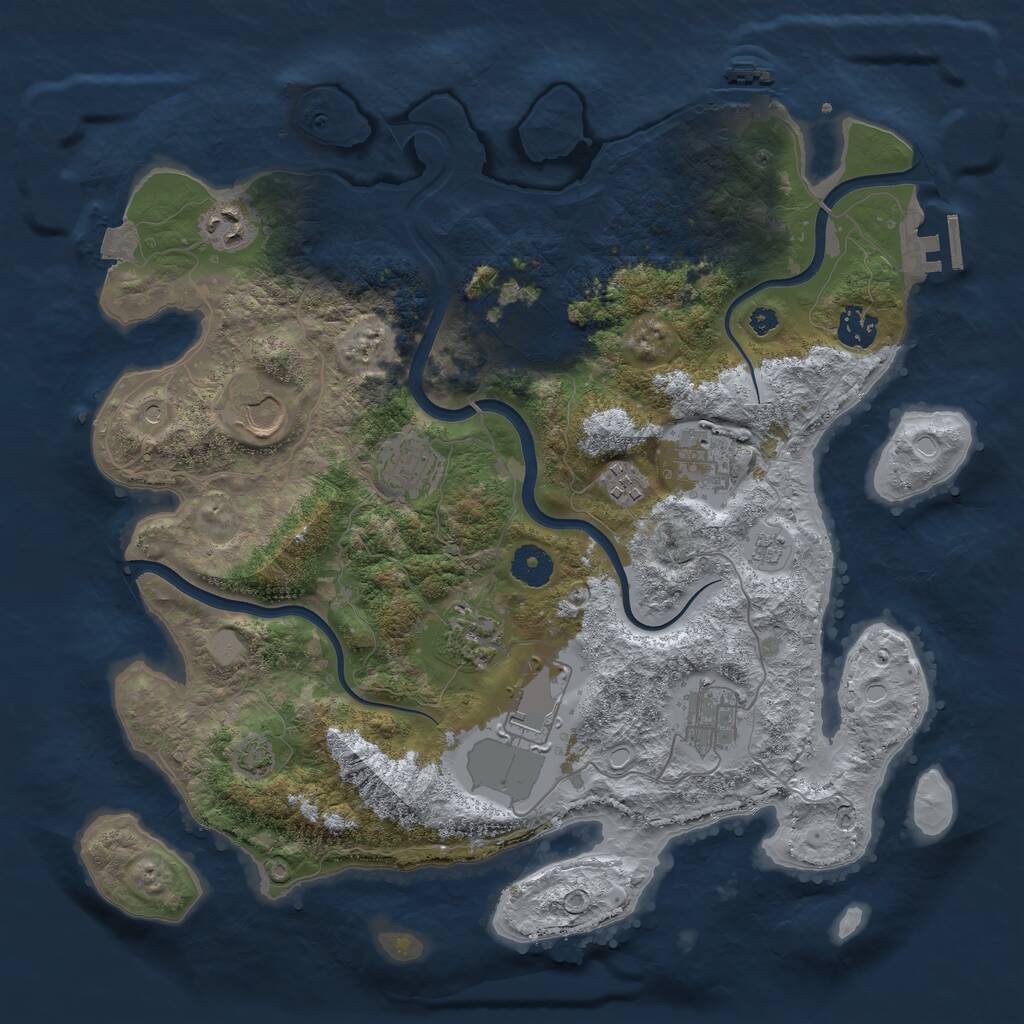 Rust Map: Procedural Map, Size: 3750, Seed: 1177602638, 16 Monuments