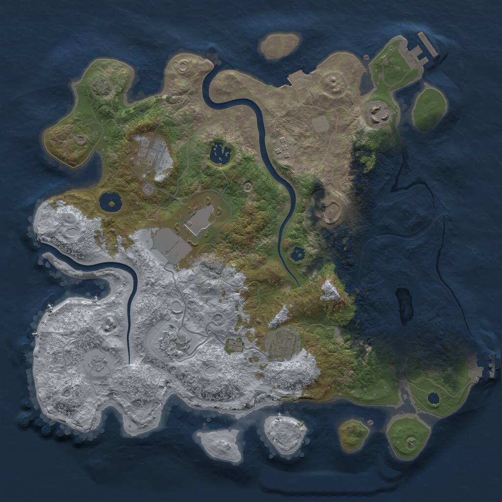Rust Map: Procedural Map, Size: 3500, Seed: 1899789697, 14 Monuments