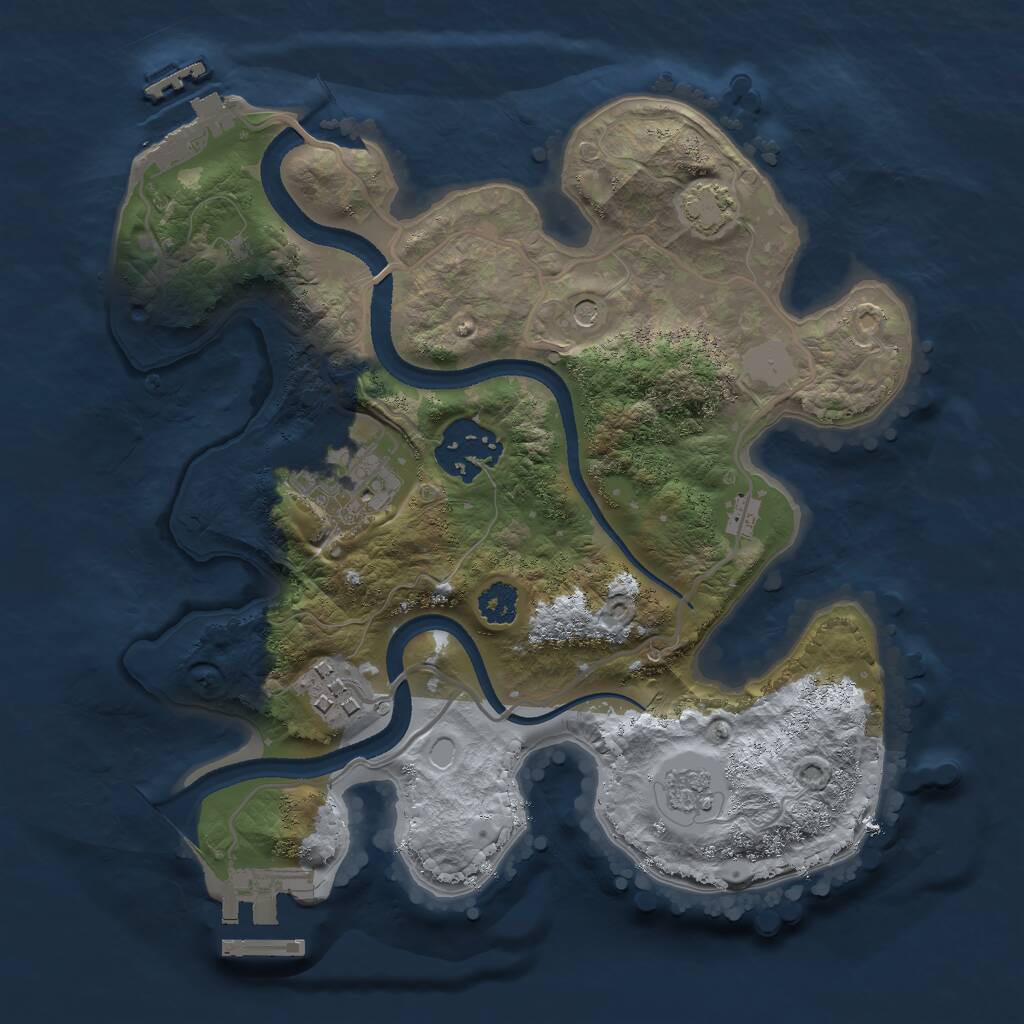 Rust Map: Procedural Map, Size: 2500, Seed: 274853, 9 Monuments