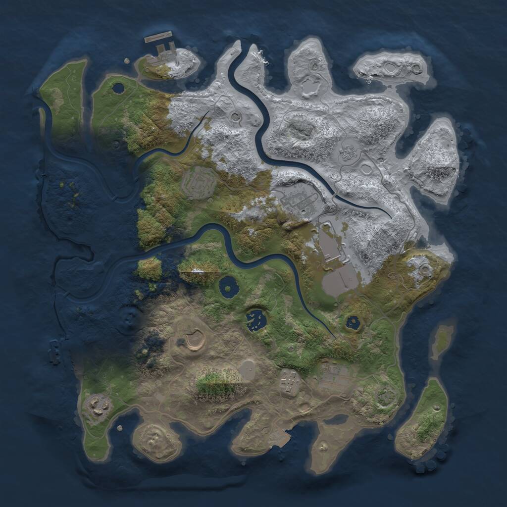 Rust Map: Procedural Map, Size: 3650, Seed: 1565680554, 14 Monuments