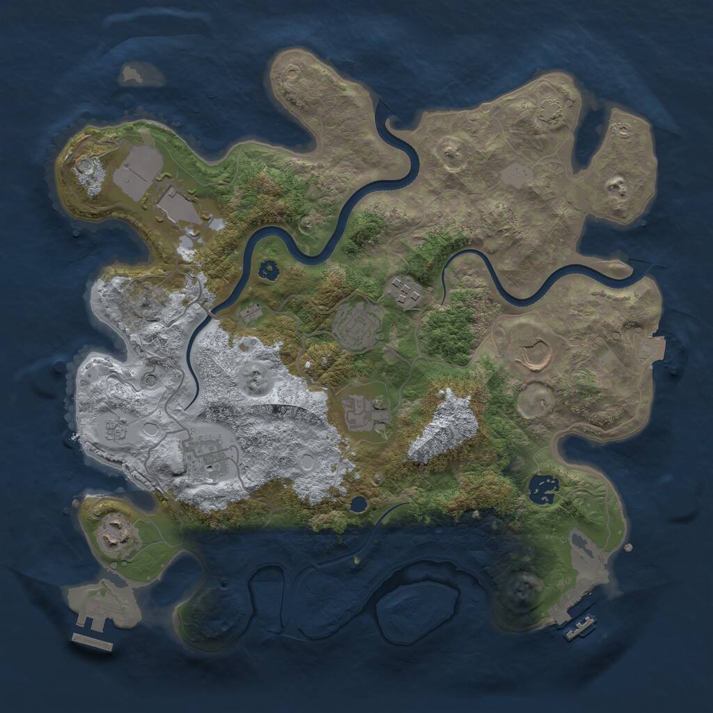 Rust Map: Procedural Map, Size: 3500, Seed: 1761122244, 14 Monuments