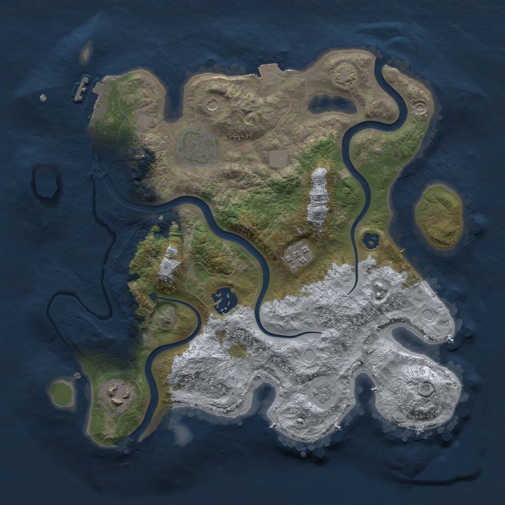 Rust Map: Procedural Map, Size: 3000, Seed: 13818, 9 Monuments