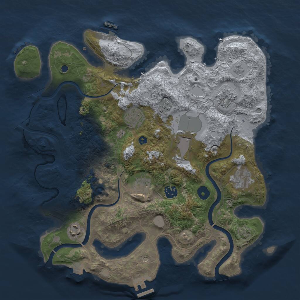 Rust Map: Procedural Map, Size: 3500, Seed: 256997697, 14 Monuments