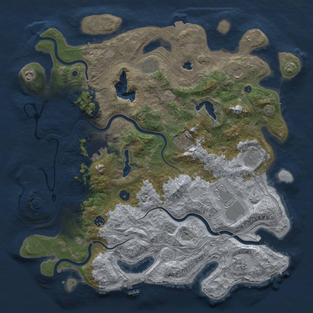 Rust Map: Procedural Map, Size: 4500, Seed: 65468354, 16 Monuments