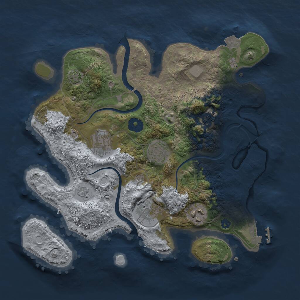Rust Map: Procedural Map, Size: 3000, Seed: 24824, 10 Monuments