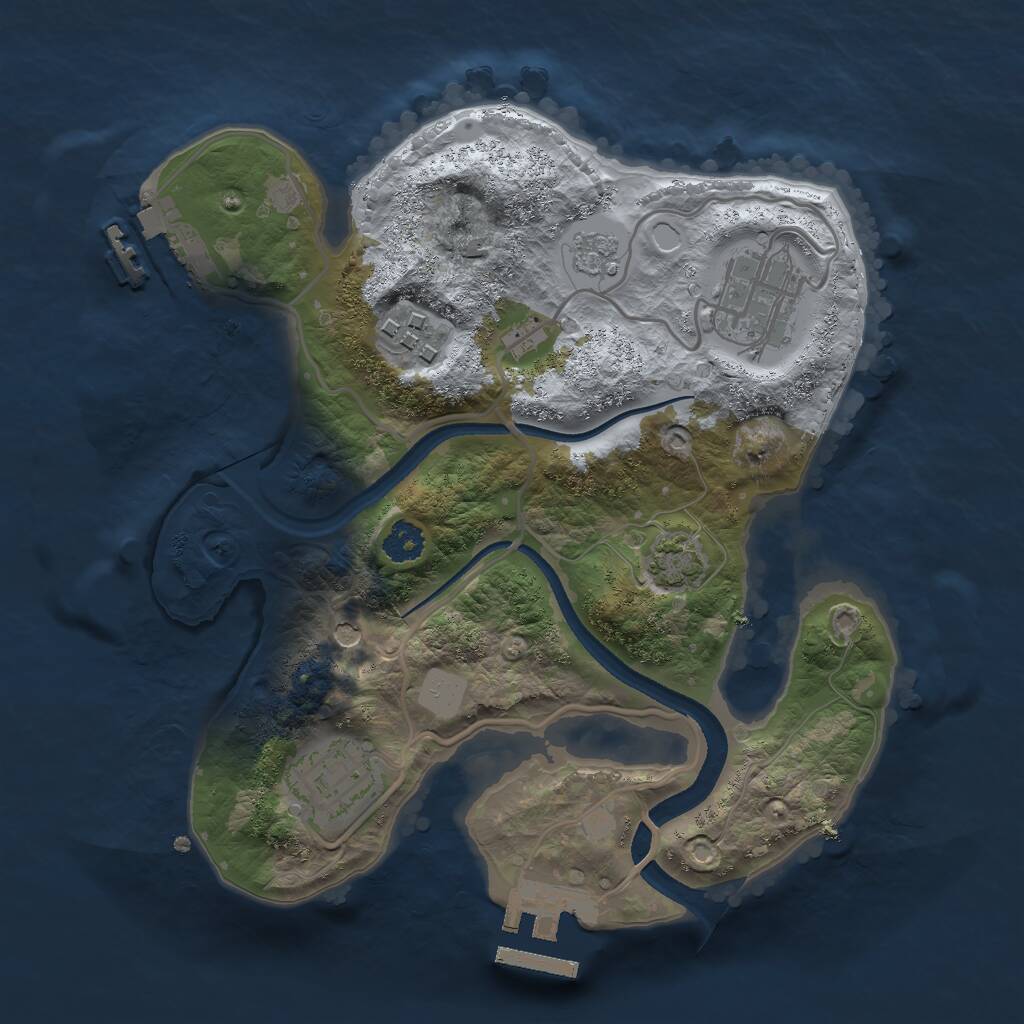 Rust Map: Procedural Map, Size: 2500, Seed: 1099713234, 9 Monuments