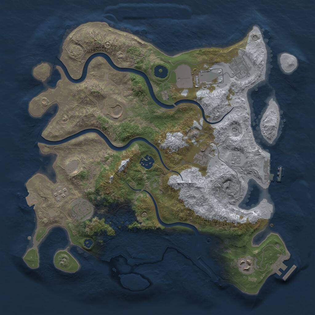 Rust Map: Procedural Map, Size: 3500, Seed: 1869590343, 14 Monuments
