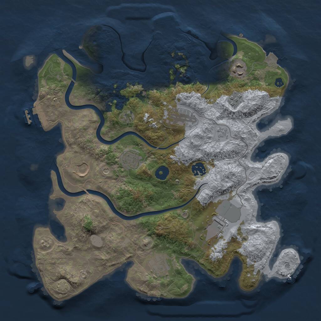 Rust Map: Procedural Map, Size: 3500, Seed: 40898, 14 Monuments