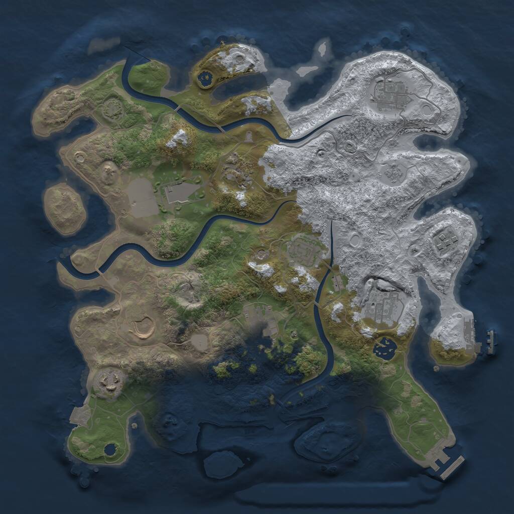 Rust Map: Procedural Map, Size: 3500, Seed: 1644350134, 16 Monuments