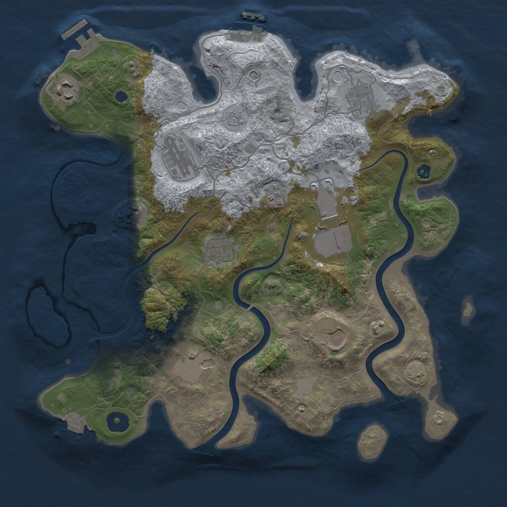 Rust Map: Procedural Map, Size: 3500, Seed: 1200124926, 14 Monuments