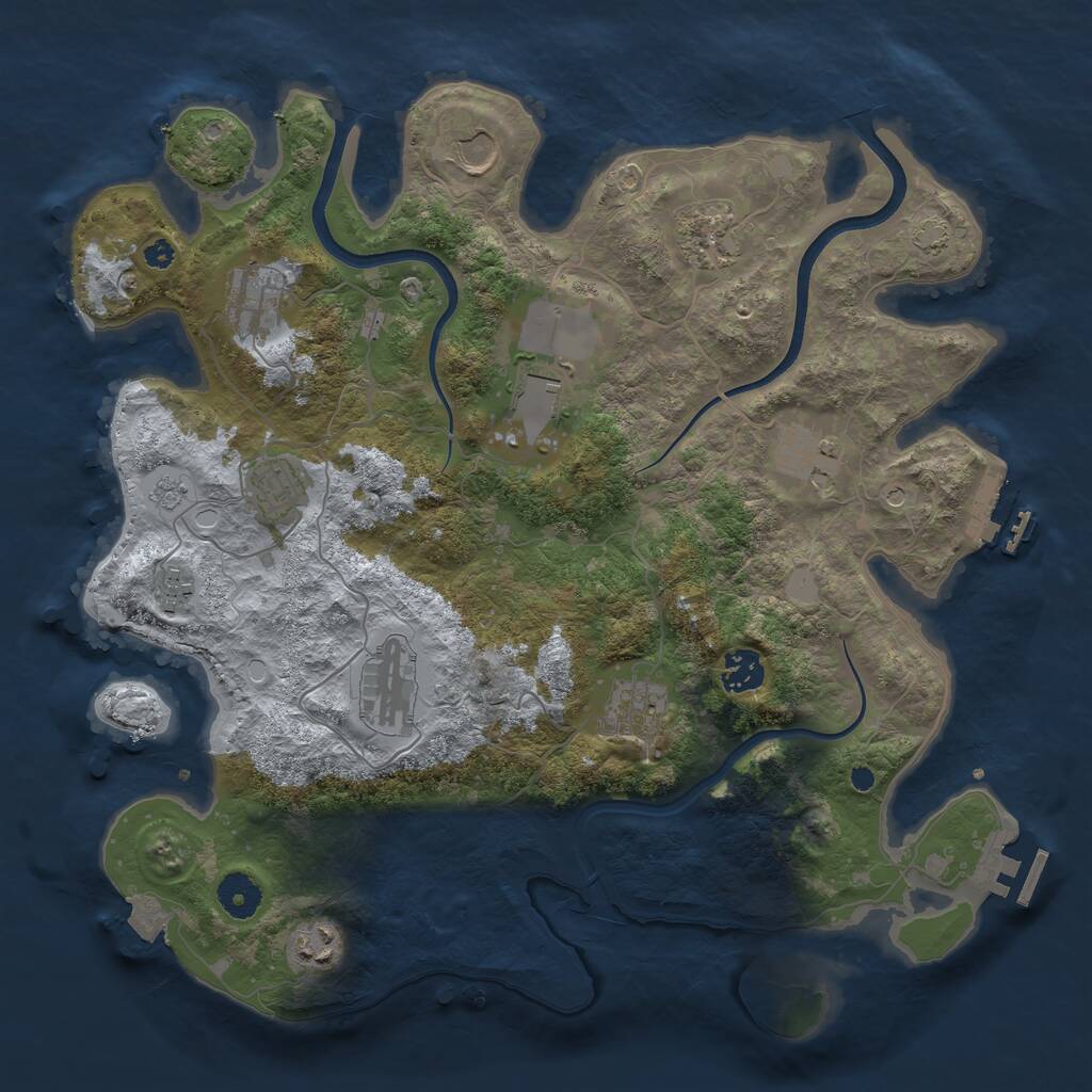 Rust Map: Procedural Map, Size: 3750, Seed: 1615362043, 17 Monuments