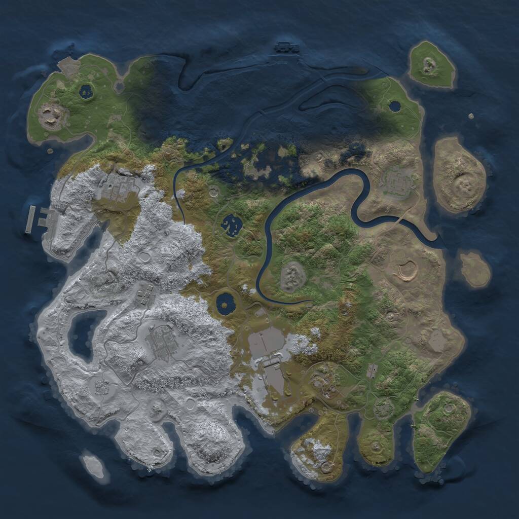 Rust Map: Procedural Map, Size: 3750, Seed: 1384414203, 16 Monuments