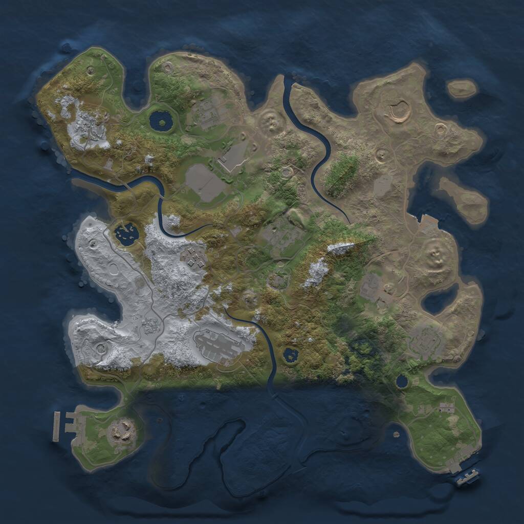 Rust Map: Procedural Map, Size: 3500, Seed: 340486262, 17 Monuments