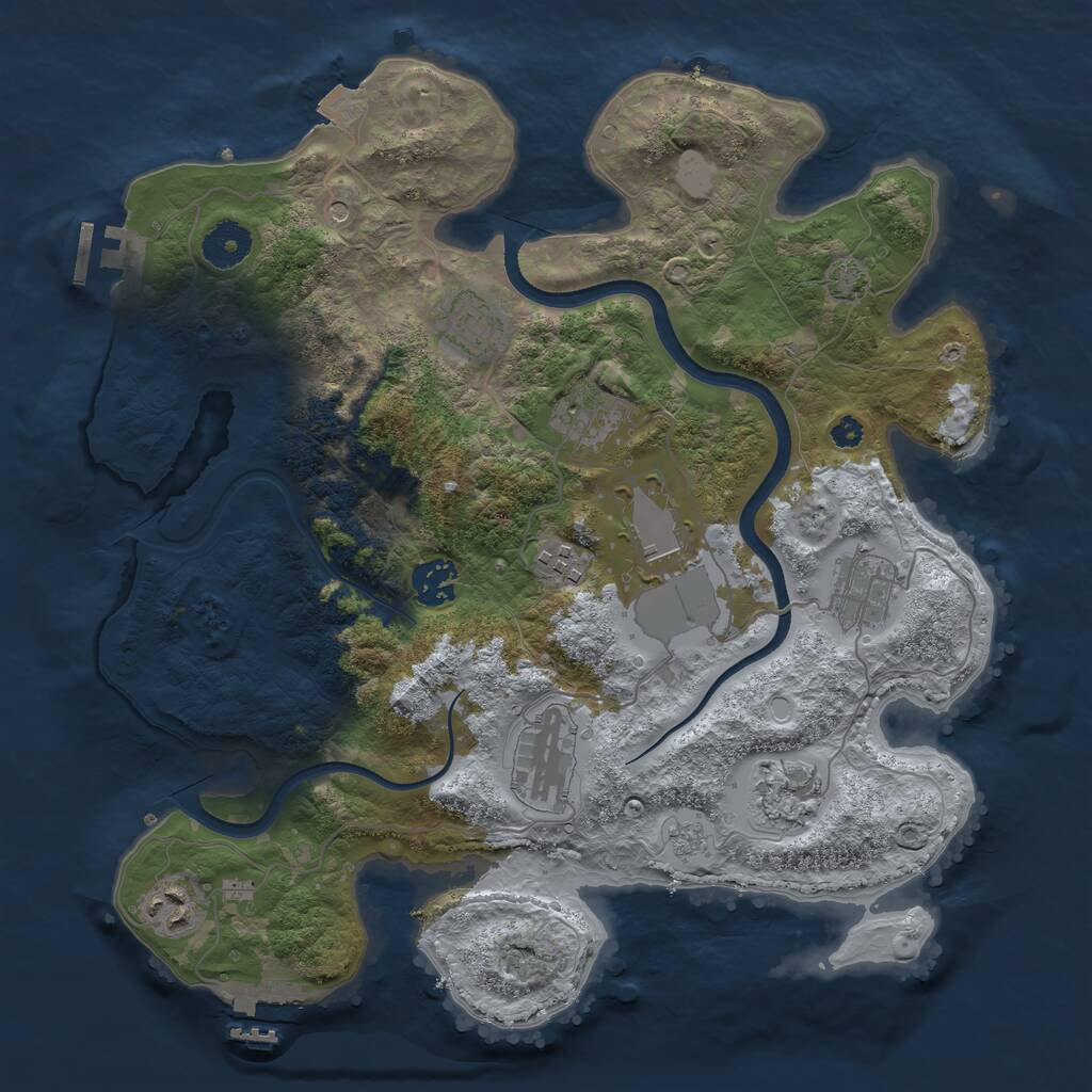 Rust Map: Procedural Map, Size: 3500, Seed: 164898, 15 Monuments