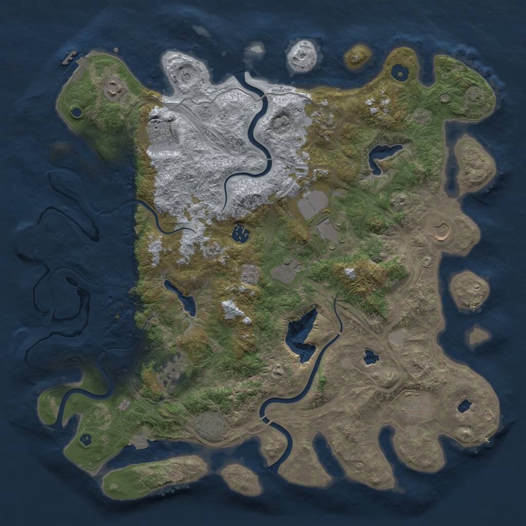 Rust Map: Procedural Map, Size: 4500, Seed: 1741857898, 17 Monuments