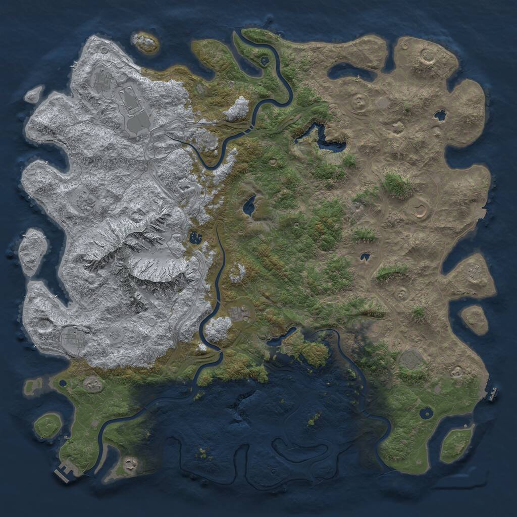 Rust Map: Procedural Map, Size: 6000, Seed: 2069658314, 17 Monuments