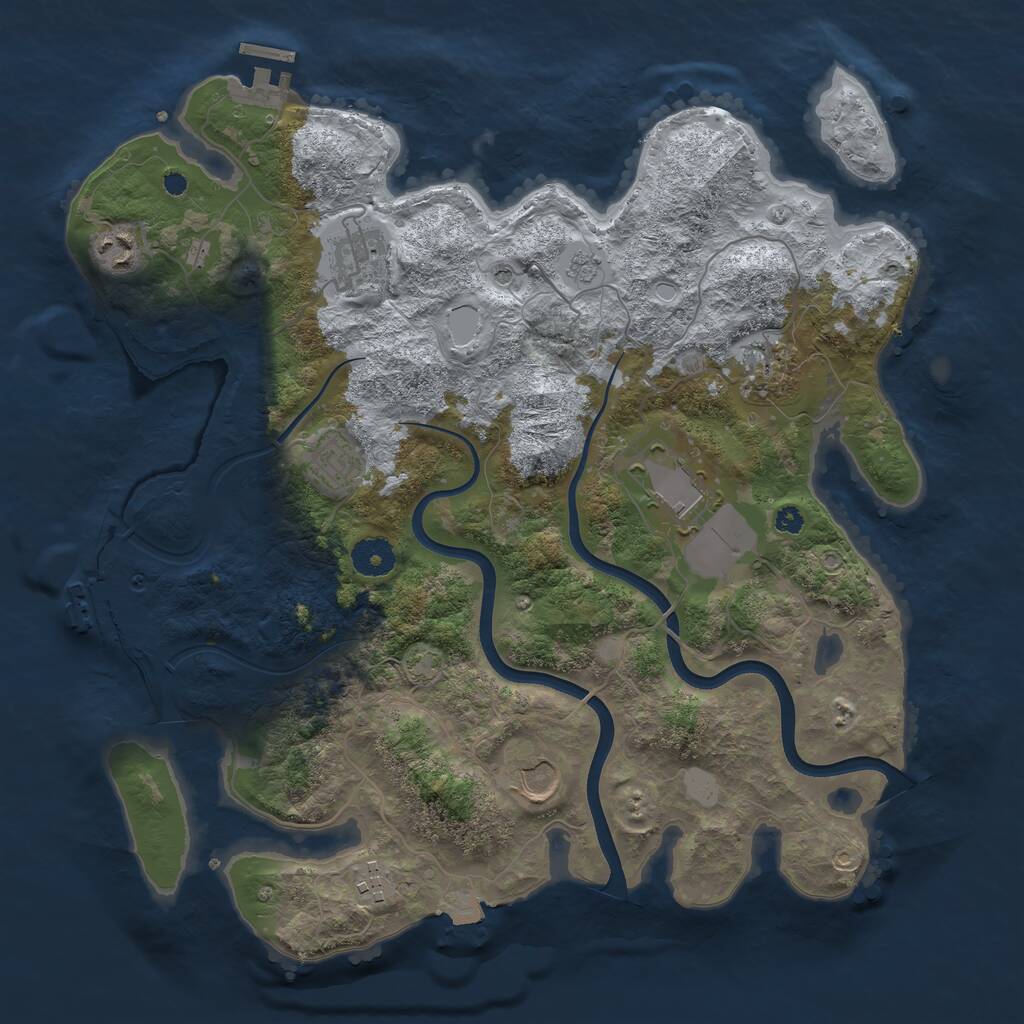 Rust Map: Procedural Map, Size: 3700, Seed: 670109637, 13 Monuments