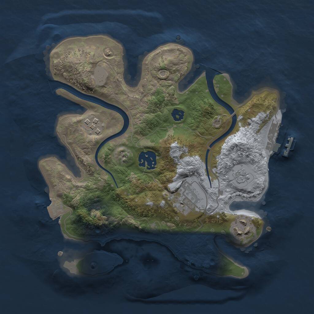 Rust Map: Procedural Map, Size: 2500, Seed: 980803, 7 Monuments
