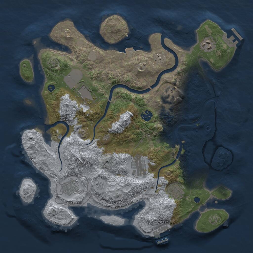 Rust Map: Procedural Map, Size: 3500, Seed: 1384188619, 14 Monuments