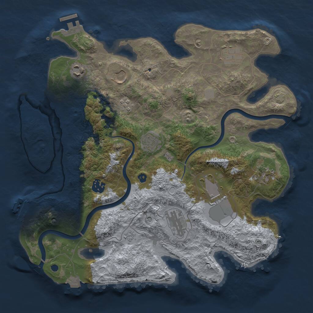 Rust Map: Procedural Map, Size: 3500, Seed: 148239412, 15 Monuments