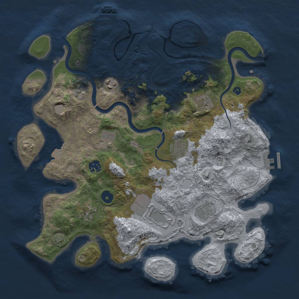 Rust Map: Procedural Map, Size: 3700, Seed: 1648284414, 15 Monuments