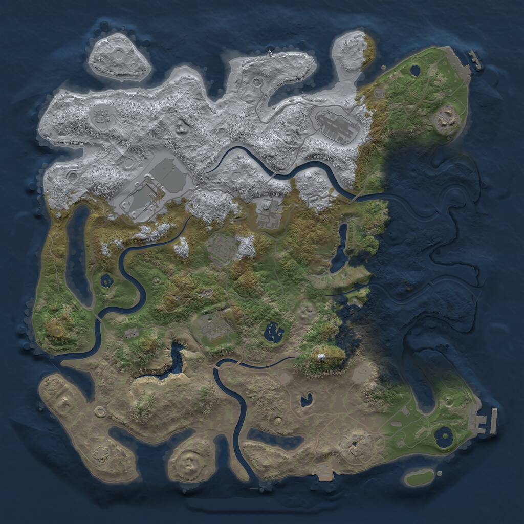 Rust Map: Procedural Map, Size: 4000, Seed: 13255, 14 Monuments