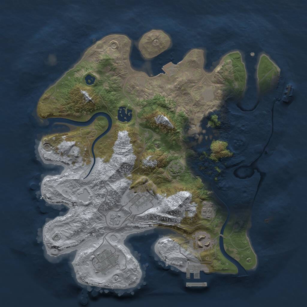 Rust Map: Procedural Map, Size: 3000, Seed: 2003473179, 11 Monuments