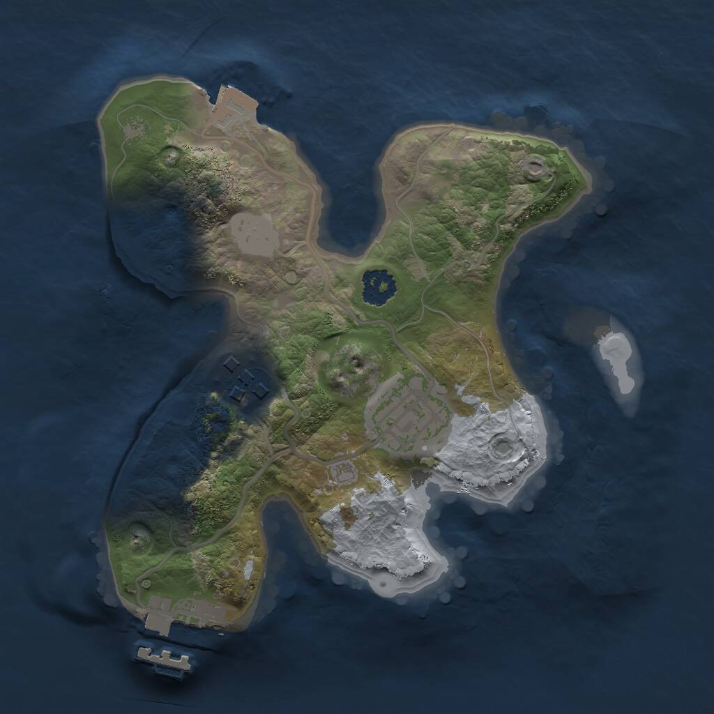 Rust Map: Procedural Map, Size: 2000, Seed: 5011019, 4 Monuments