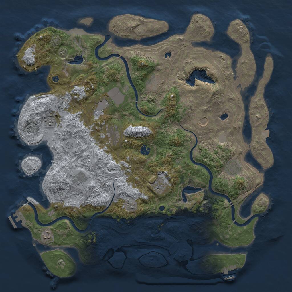 Rust Map: Procedural Map, Size: 4500, Seed: 1321111, 17 Monuments