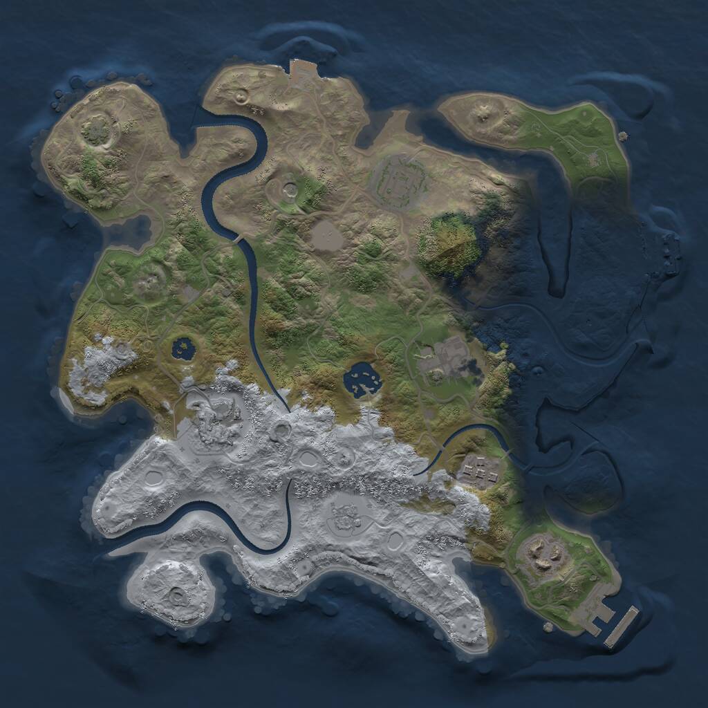 Rust Map: Procedural Map, Size: 3000, Seed: 971393292, 12 Monuments