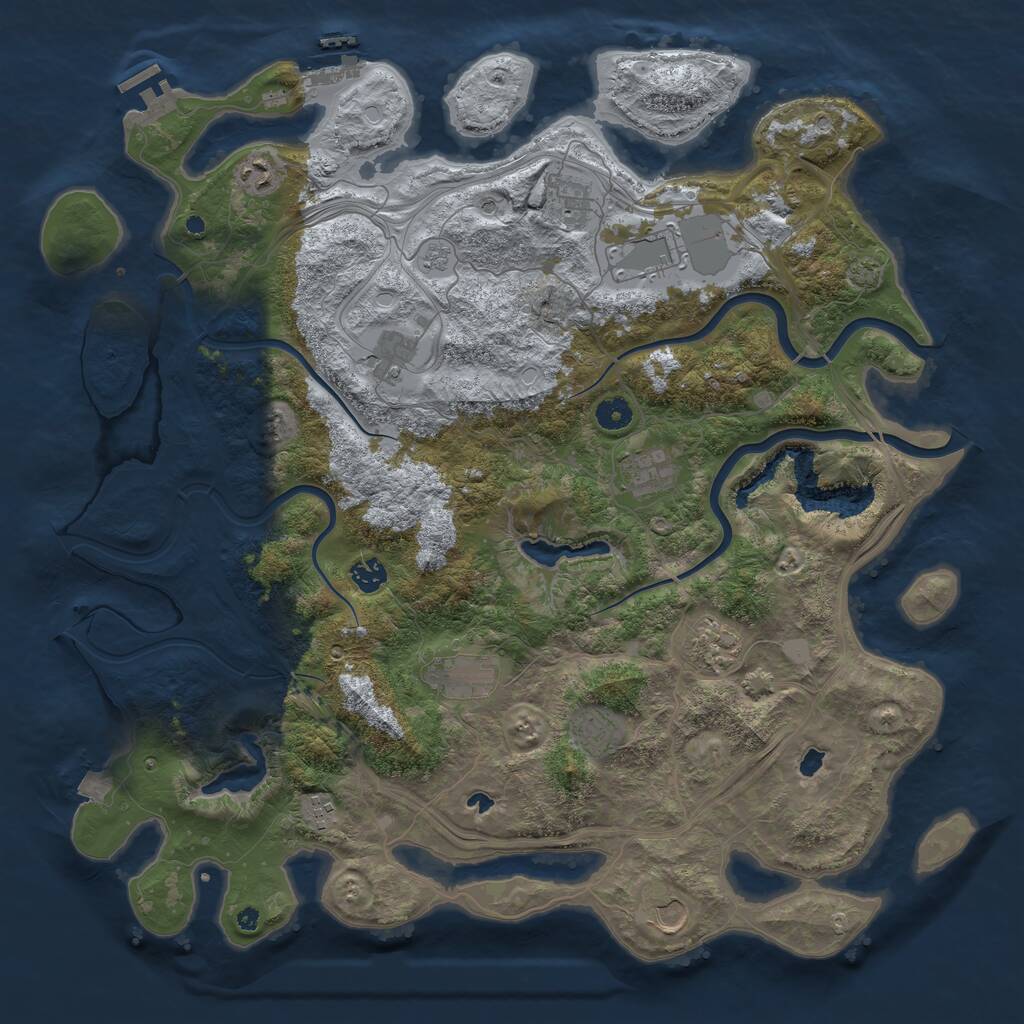 Rust Map: Procedural Map, Size: 4500, Seed: 503056527, 17 Monuments