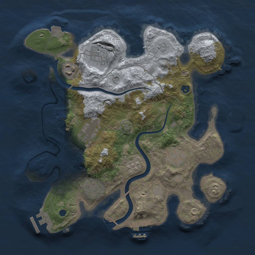 Rust Map: Procedural Map, Size: 3000, Seed: 550380405, 12 Monuments