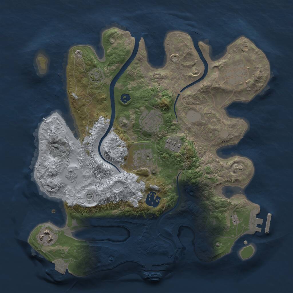 Rust Map: Procedural Map, Size: 3000, Seed: 968474321, 12 Monuments