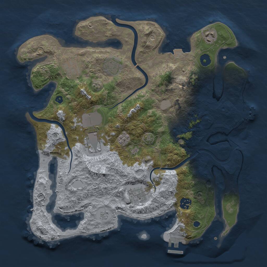 Rust Map: Procedural Map, Size: 3500, Seed: 1120070530, 13 Monuments