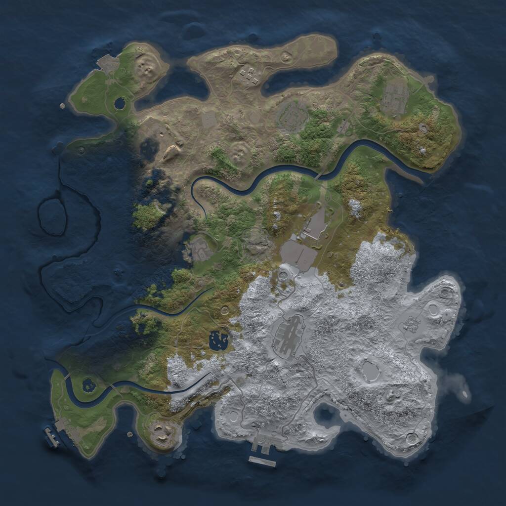 Rust Map: Procedural Map, Size: 3750, Seed: 1112053487, 15 Monuments