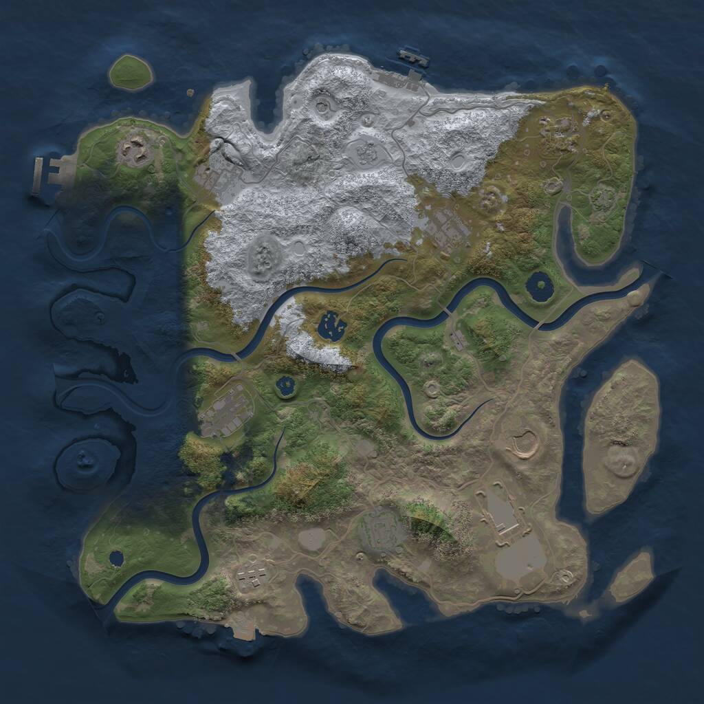 Rust Map: Procedural Map, Size: 3750, Seed: 1782628015, 16 Monuments