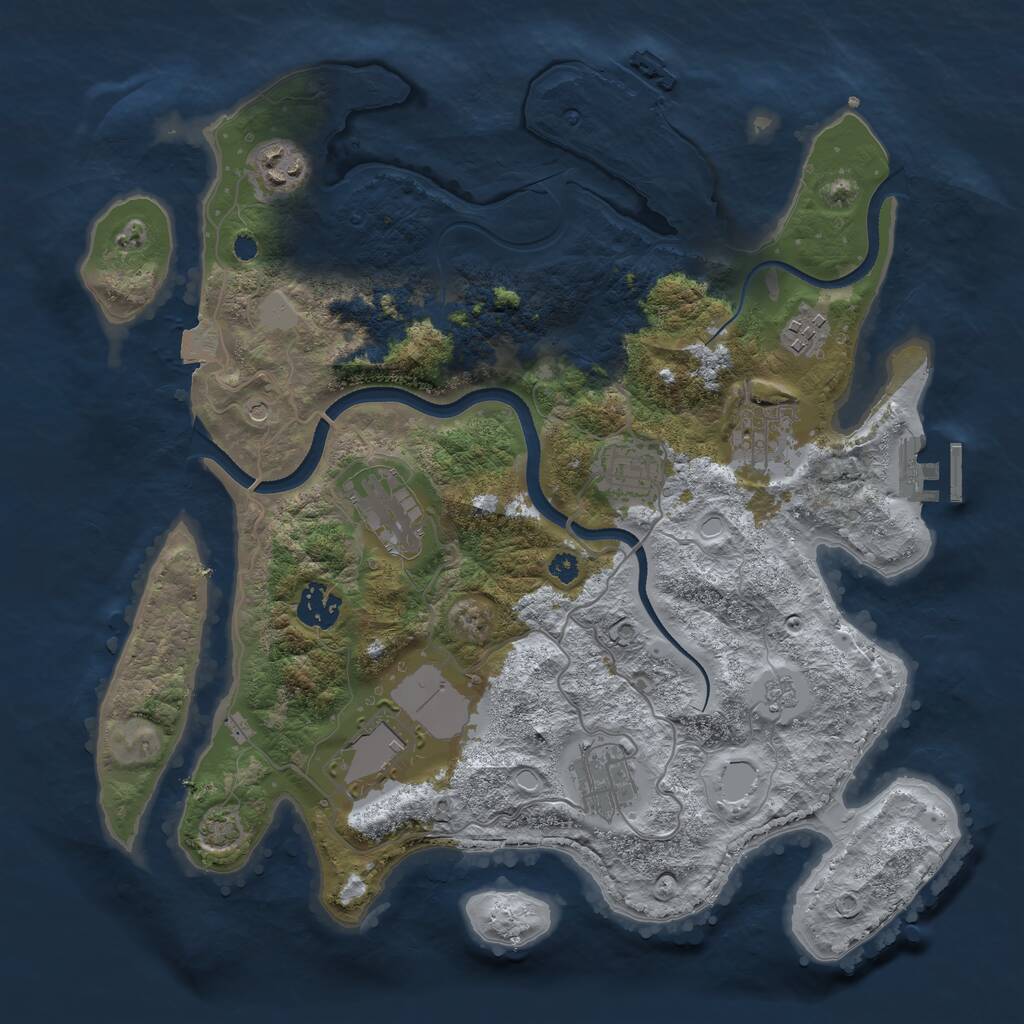 Rust Map: Procedural Map, Size: 3500, Seed: 1545937288, 14 Monuments