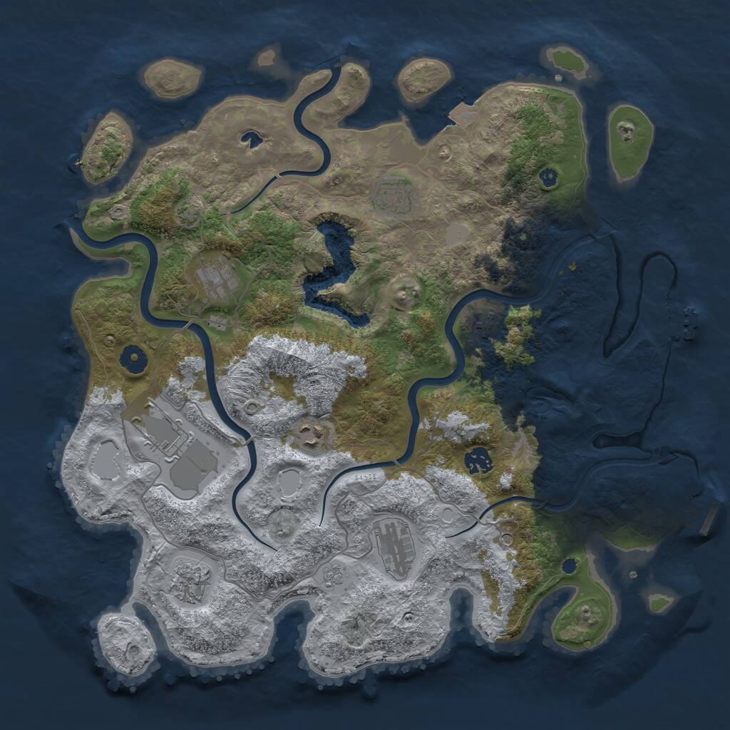 Rust Map: Procedural Map, Size: 4000, Seed: 1705914495, 14 Monuments