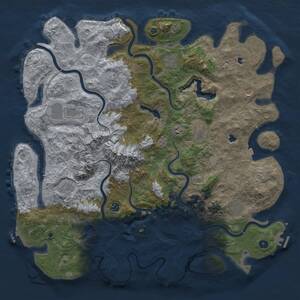 Thumbnail Rust Map: Procedural Map, Size: 5000, Seed: 1006874245, 17 Monuments