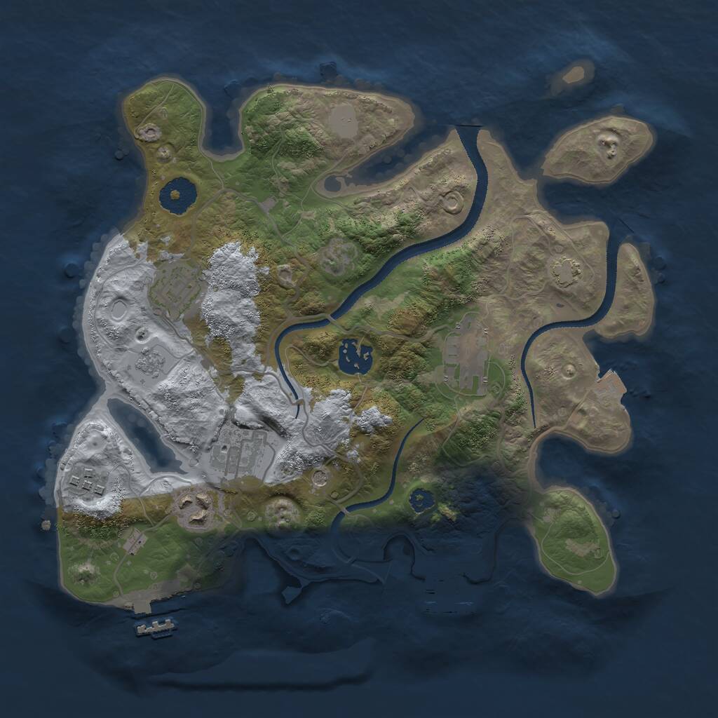 Rust Map: Procedural Map, Size: 3000, Seed: 7458291, 12 Monuments