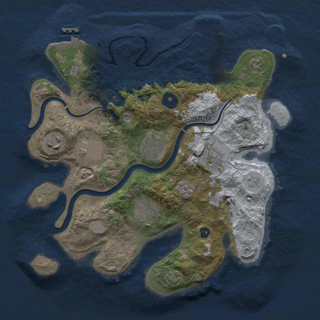 Rust Map: Procedural Map, Size: 3000, Seed: 1120490997, 12 Monuments