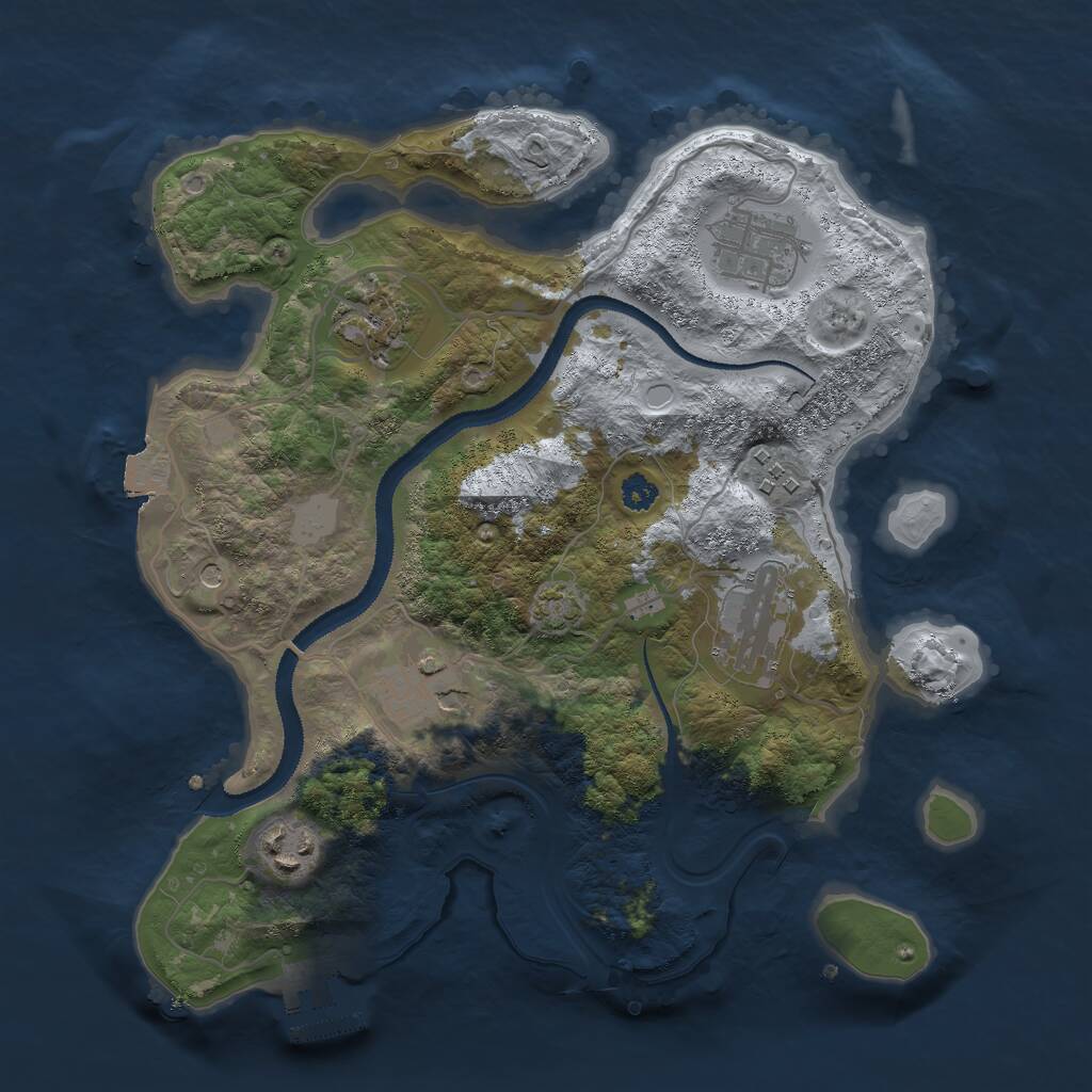 Rust Map: Procedural Map, Size: 3000, Seed: 81919, 10 Monuments