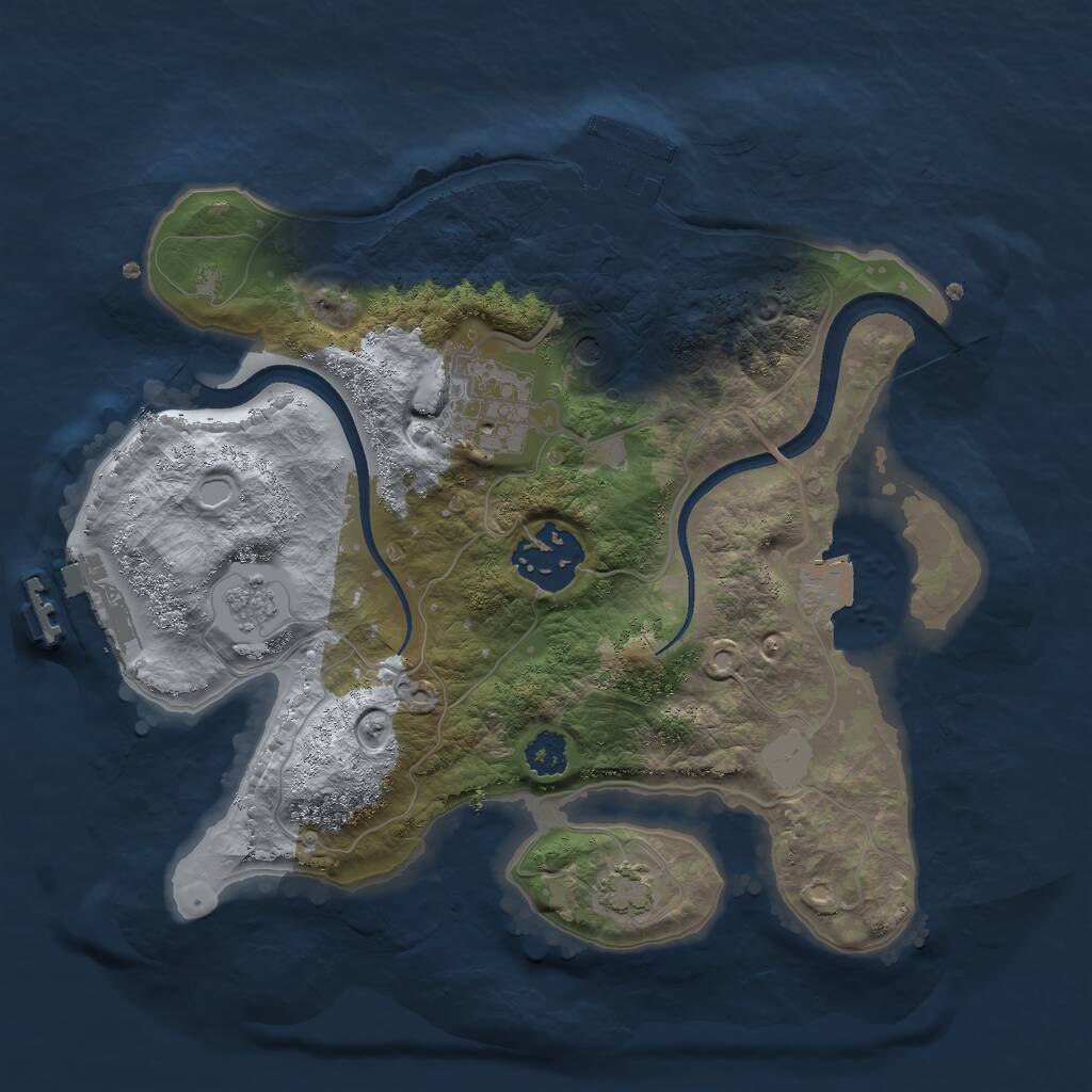 Rust Map: Procedural Map, Size: 2500, Seed: 1243, 8 Monuments