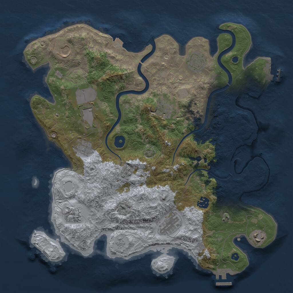 Rust Map: Procedural Map, Size: 3750, Seed: 1780142431, 16 Monuments